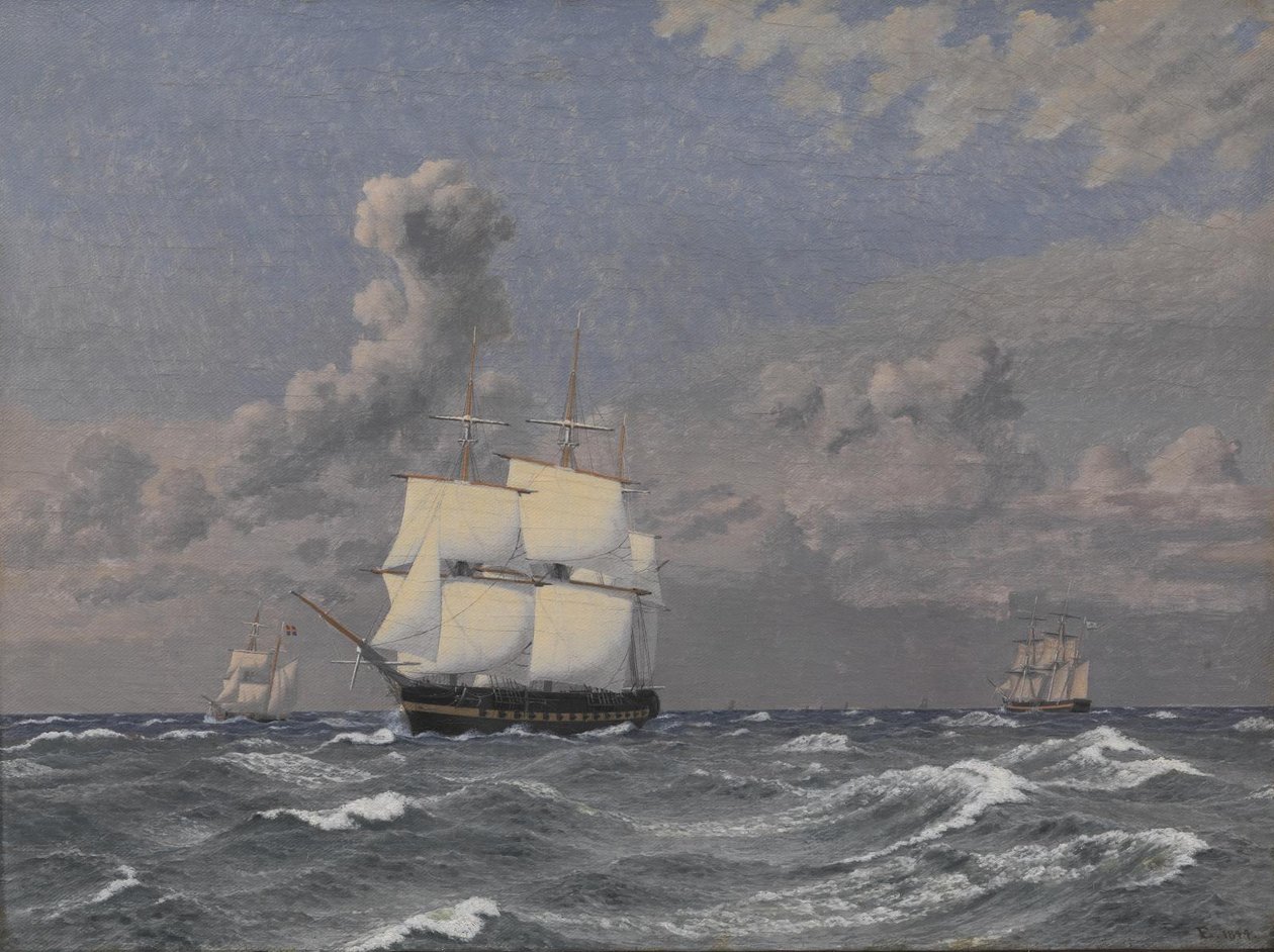 Una fregata e altre navi in crociera da Christoffer Wilhelm Eckersberg