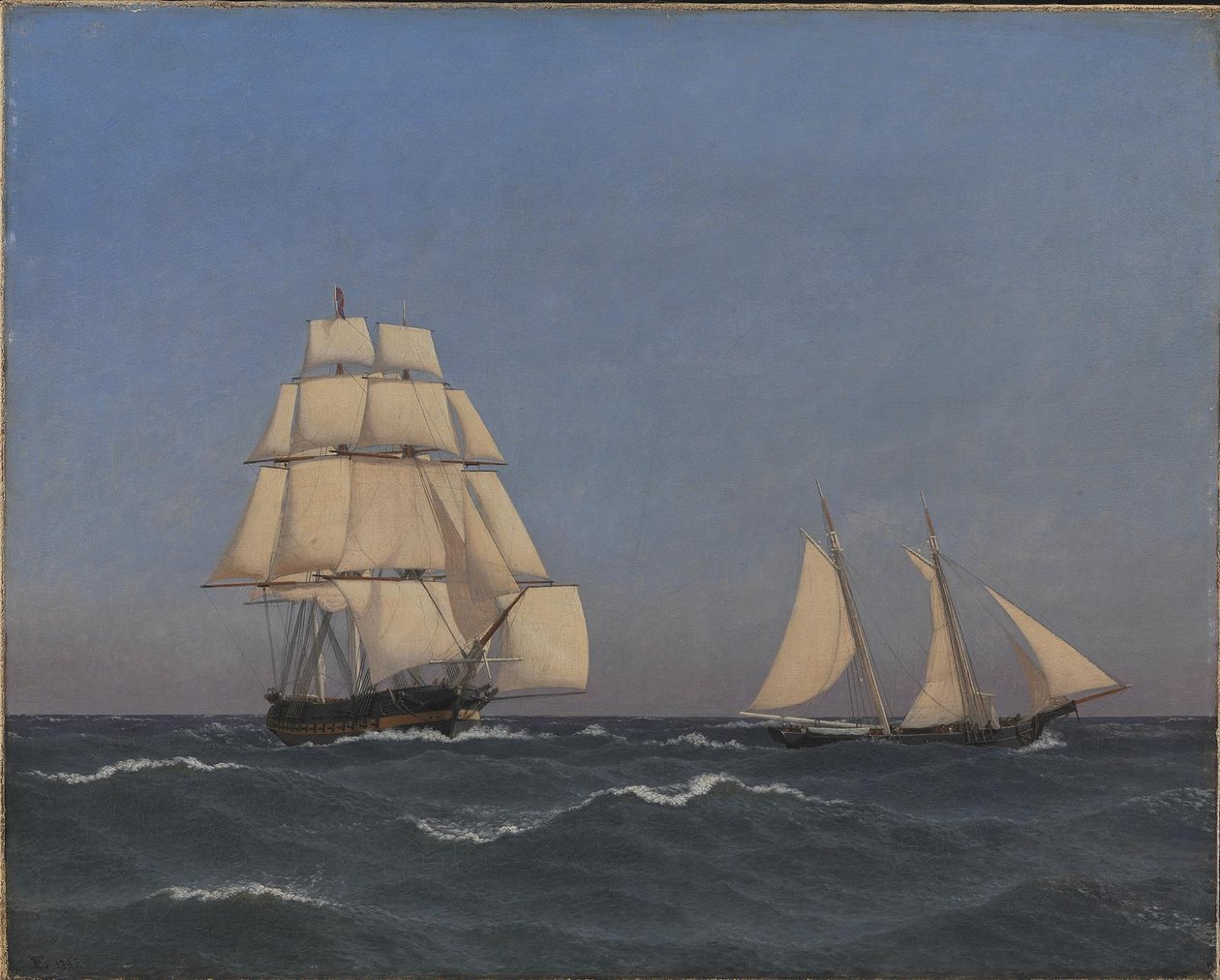 Un corsaro che supera una fregata inseguitrice da Christoffer Wilhelm Eckersberg