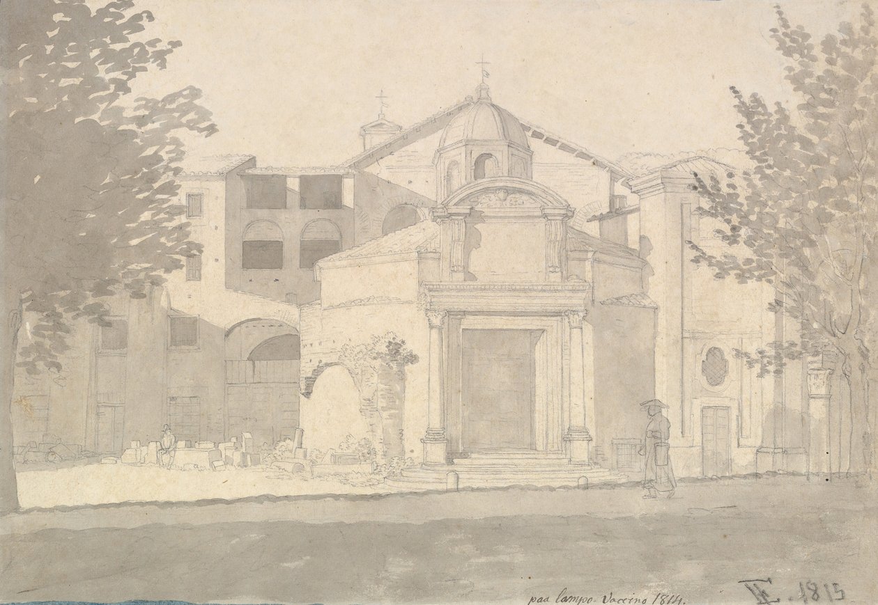Una sezione della Via Sacra, Roma La Chiesa dei Santi Cosma e Damiano da Christoffer Wilhelm Eckersberg