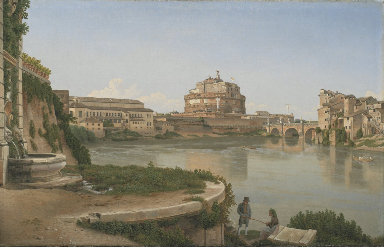 Una vista attraverso il Tevere da Trastevere verso Castel S. Angelo da Christoffer Wilhelm Eckersberg