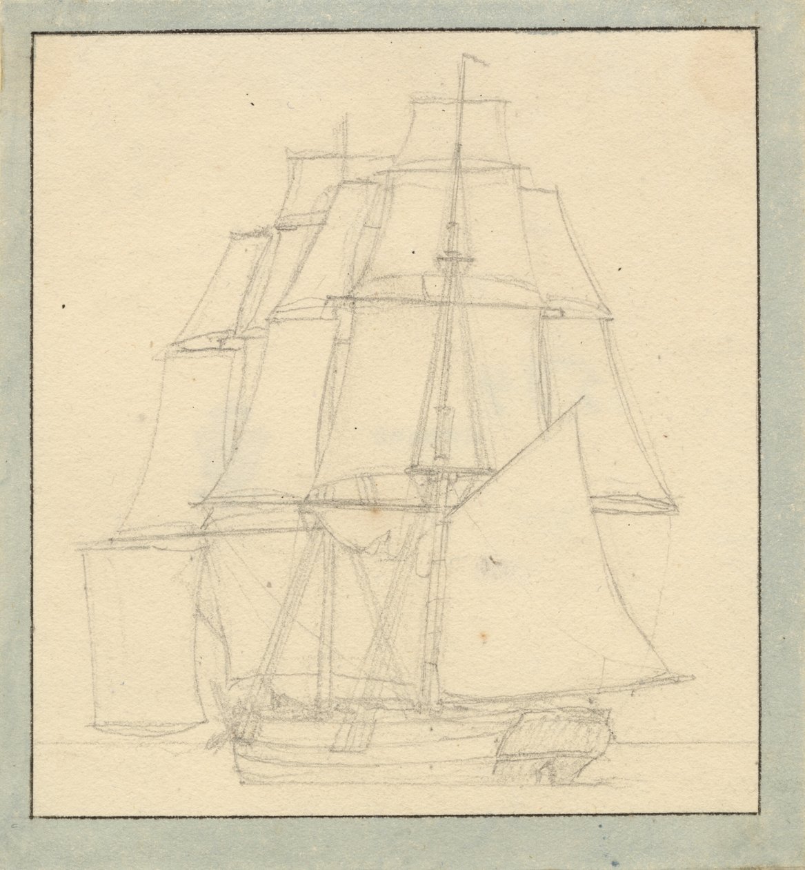 En brig med læsejl da Christoffer Wilhelm Eckersberg