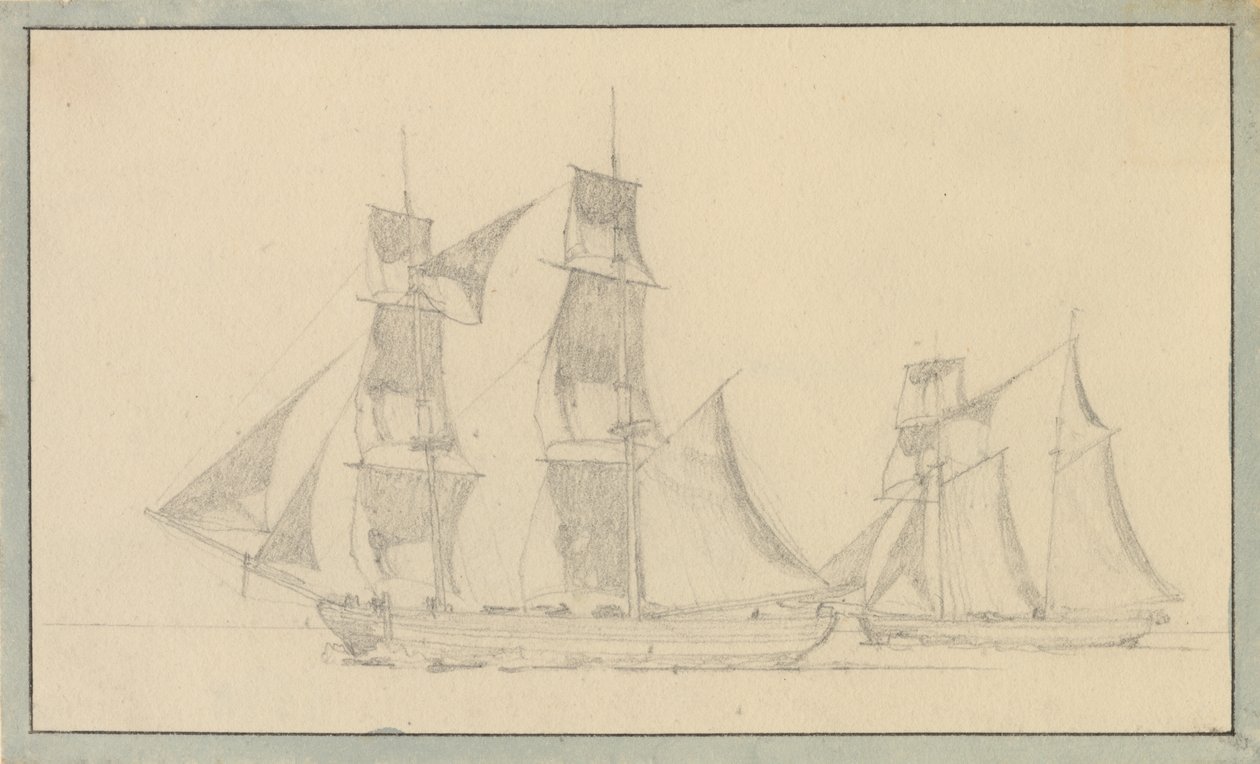 En brig og en skonnert under sejl da Christoffer Wilhelm Eckersberg