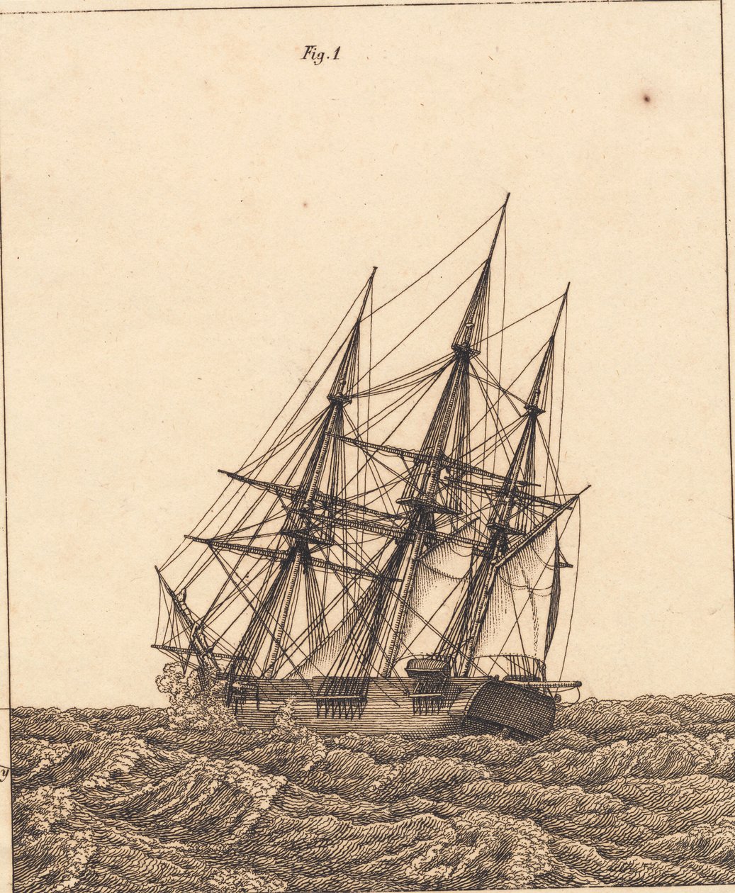 Una corvetta in tempesta (illustrazione) da Christoffer Wilhelm Eckersberg