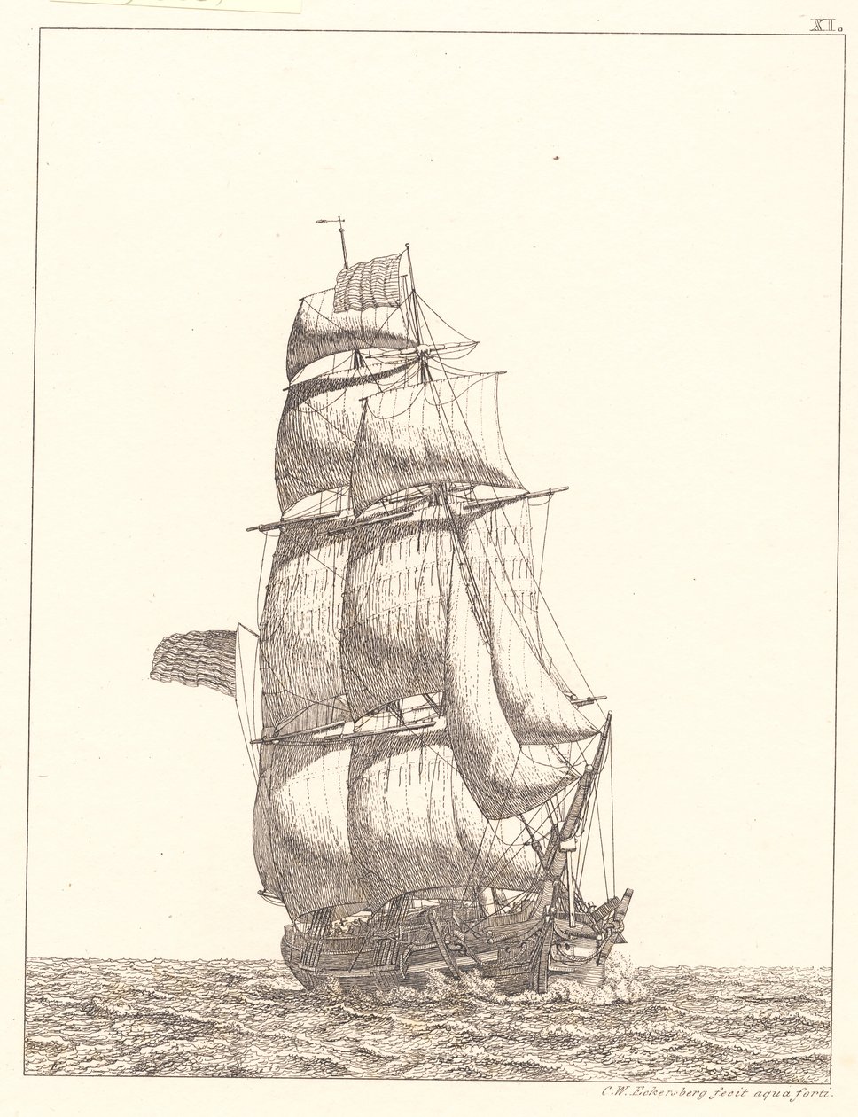 Una brigantina nordamericana da Christoffer Wilhelm Eckersberg