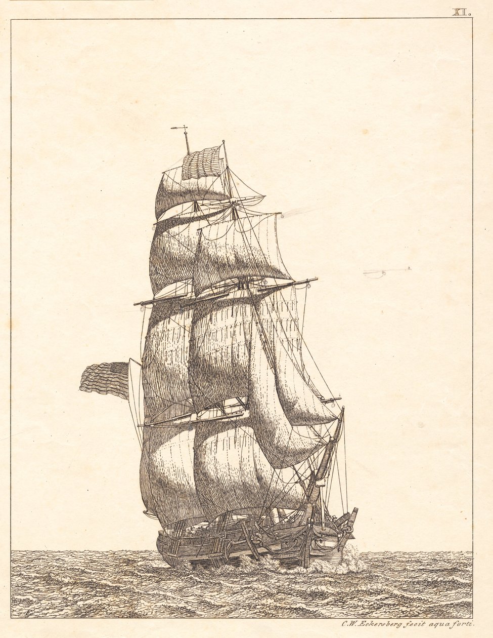 Una brigantina nordamericana da Christoffer Wilhelm Eckersberg