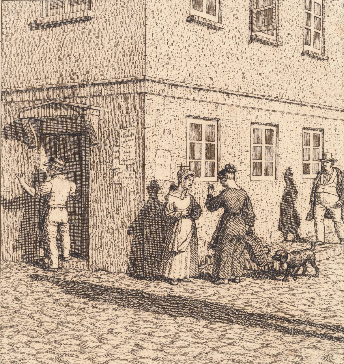 Un angolo di strada. Illustrazione per "Linearperspectiven", Tavola VII da Christoffer Wilhelm Eckersberg