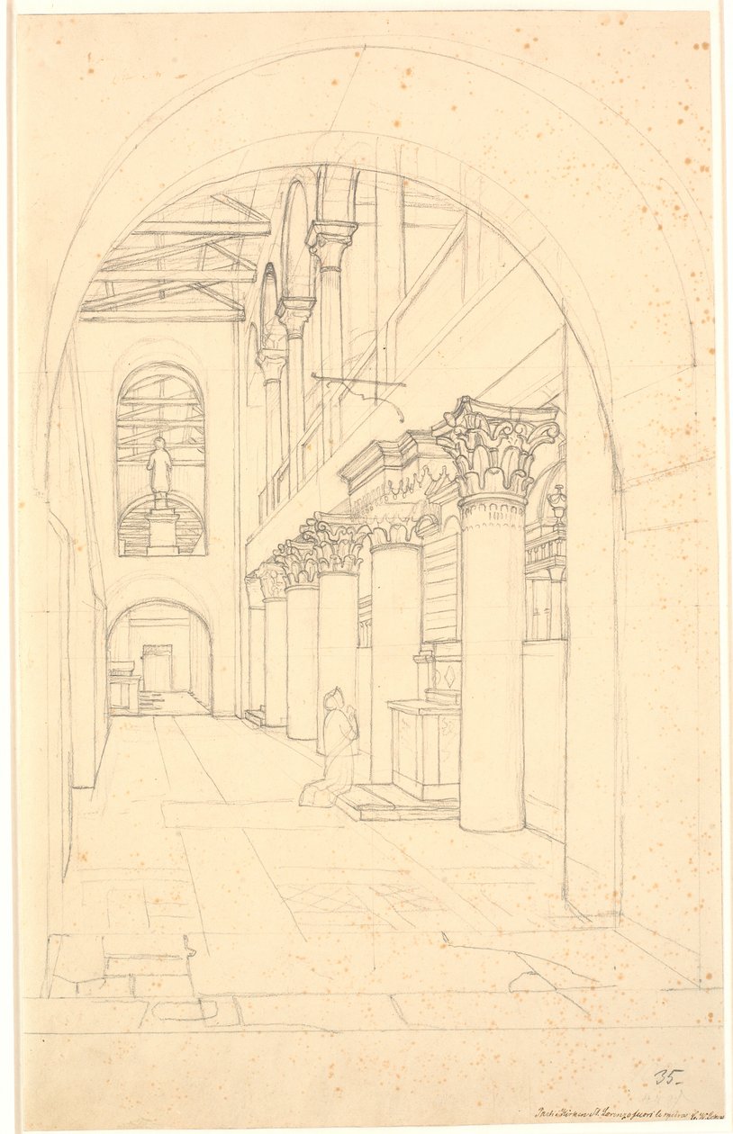 Una parte della chiesa di S. Lorenzo fuori le Mura, Roma da Christoffer Wilhelm Eckersberg