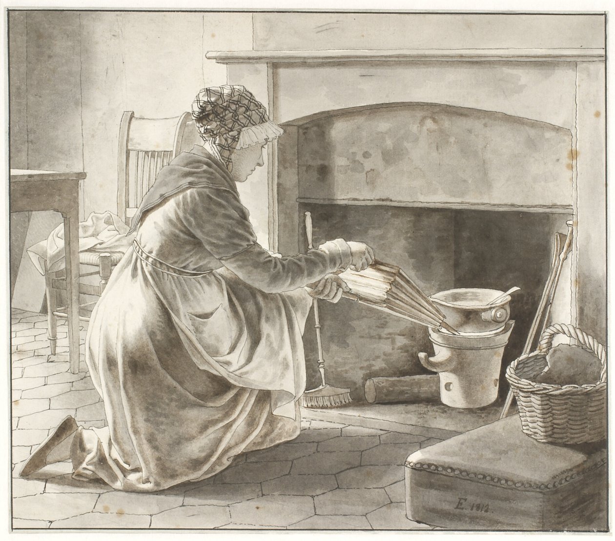 Il cibo è preparato. La padrona di casa di Eckersberg a Parigi (?) da Christoffer Wilhelm Eckersberg