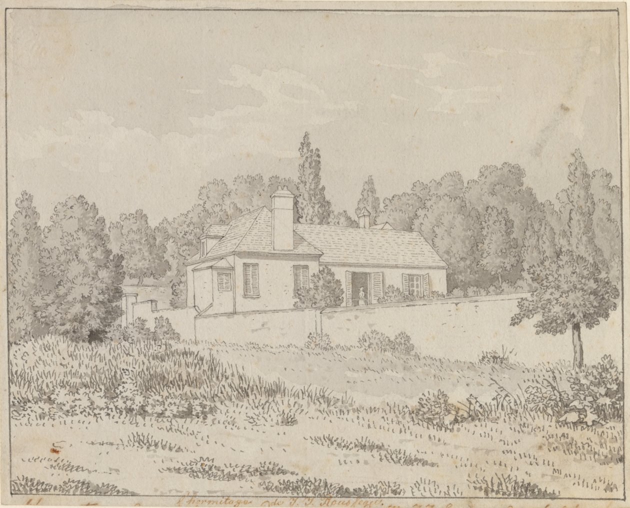 Casa di Jean Jacques Rousseau nel giardino del palazzo a Ermenonville da Christoffer Wilhelm Eckersberg