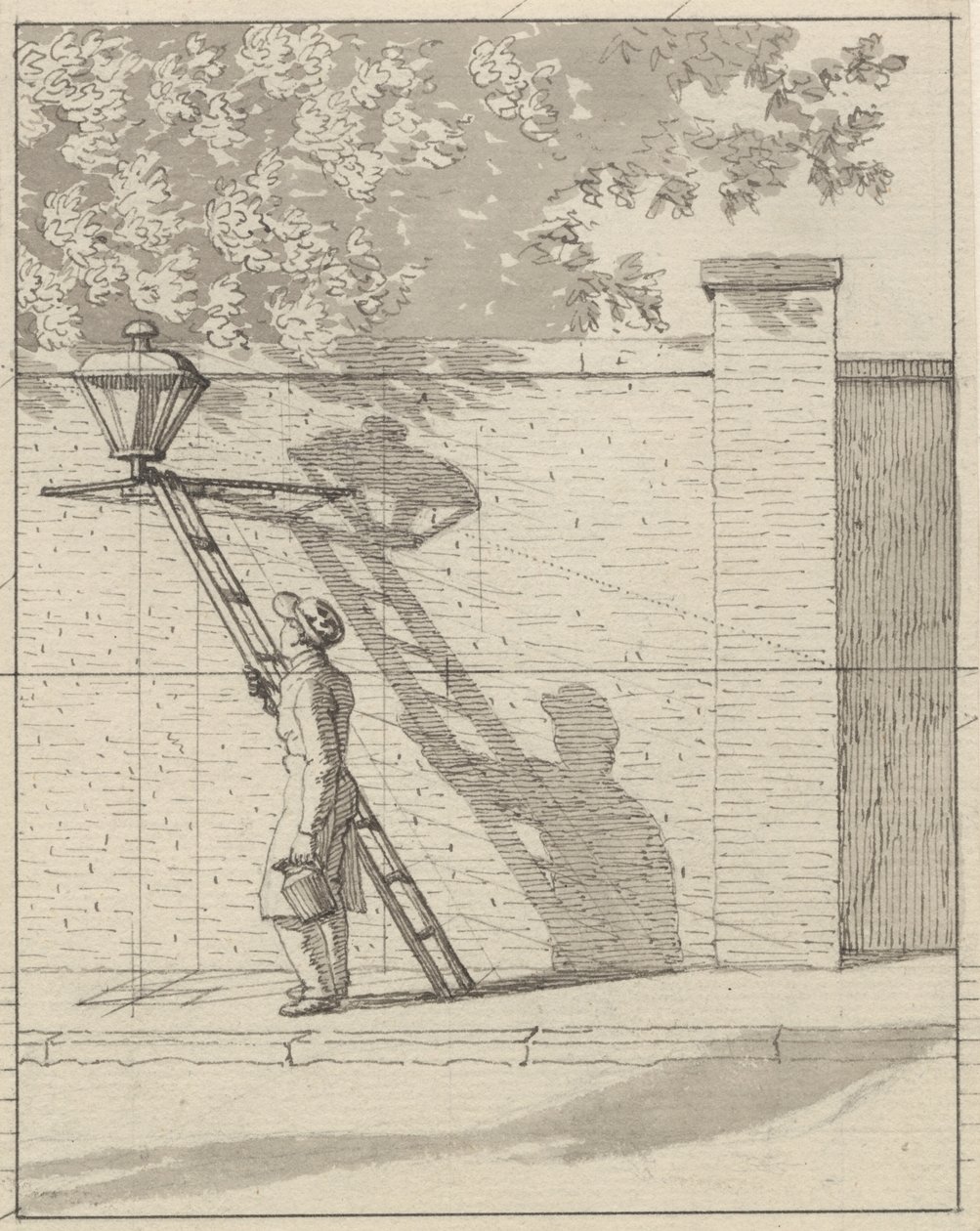Prospettiva lineare applicata alla pittura - Tavola VI. Il lampione sulla parete del giardino, luce diurna da Christoffer Wilhelm Eckersberg
