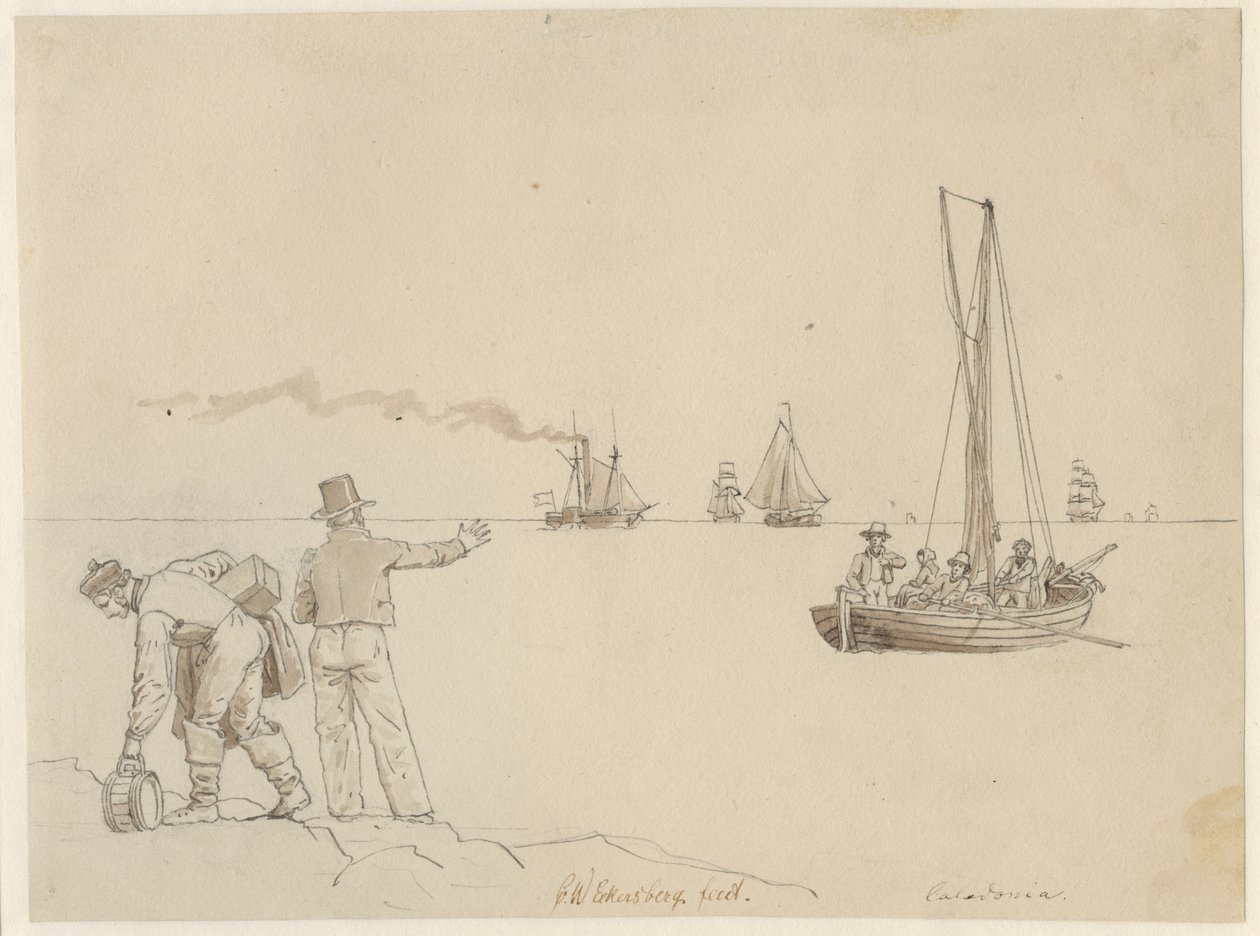 Passeggeri sbarcati sulla nave a vapore Caledonia da Christoffer Wilhelm Eckersberg