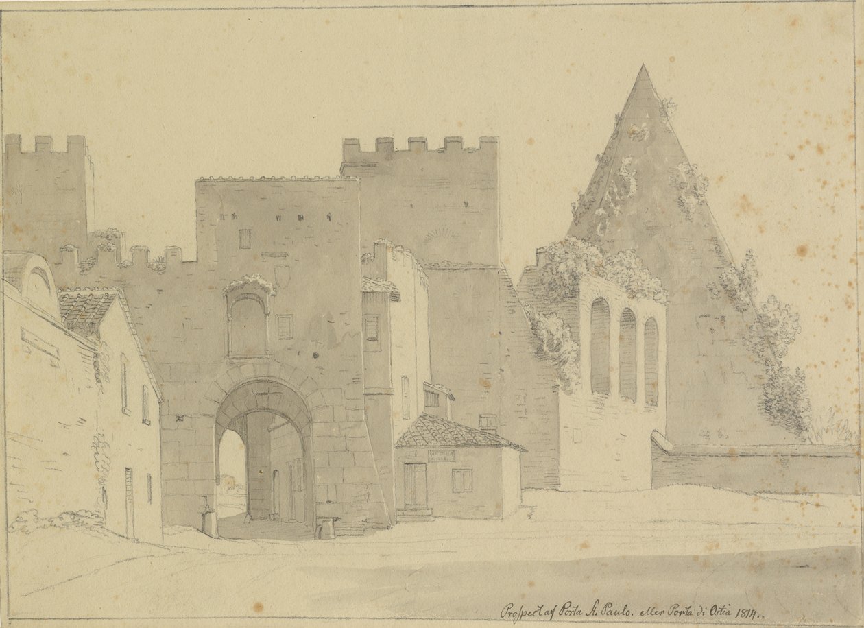 Veduta di Porta S.Paolo e Piramide di Caio Cestio vista dal lato della città, Roma da Christoffer Wilhelm Eckersberg