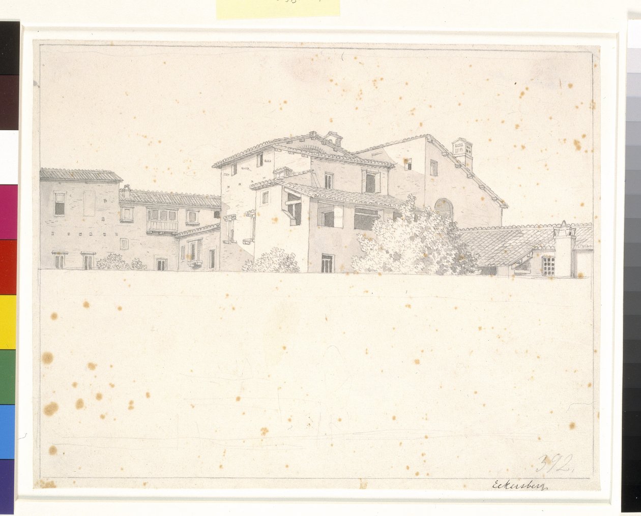 Case romane, viste oltre un muro da Christoffer Wilhelm Eckersberg