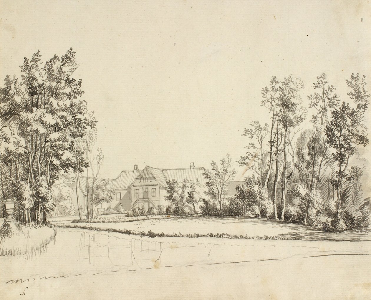 Sanderumgaard vista dal giardino da Christoffer Wilhelm Eckersberg