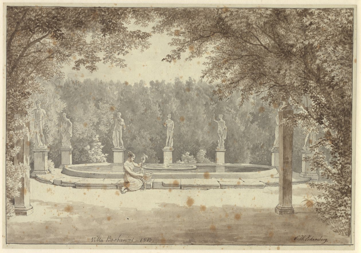 La fontana nel giardino di Palazzo Barberini, Roma da Christoffer Wilhelm Eckersberg