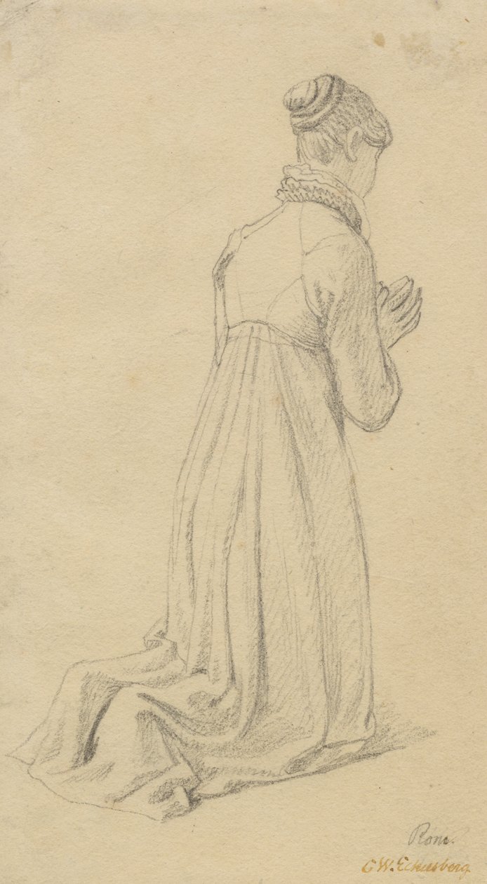 Studio di una donna inginocchiata da Christoffer Wilhelm Eckersberg