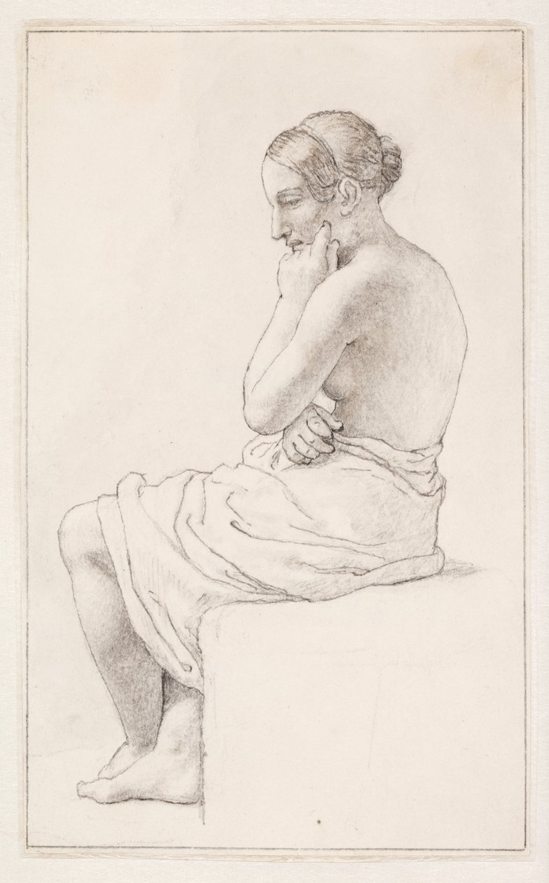 Studio di una donna seduta semi-nuda da Christoffer Wilhelm Eckersberg