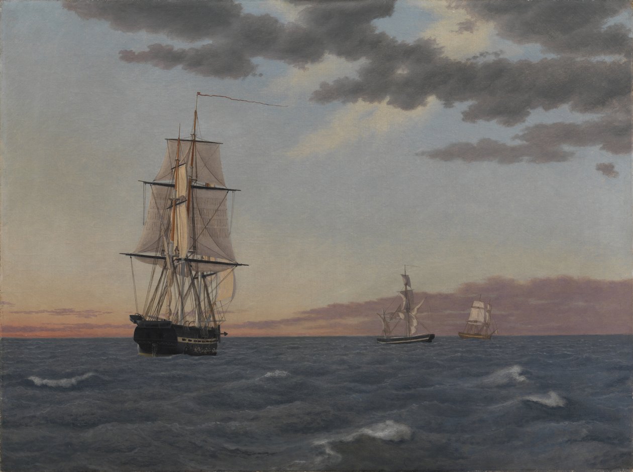 La corvetta "Galathea" in sosta per inviare aiuto al brigantino "St Jean" da Christoffer Wilhelm Eckersberg