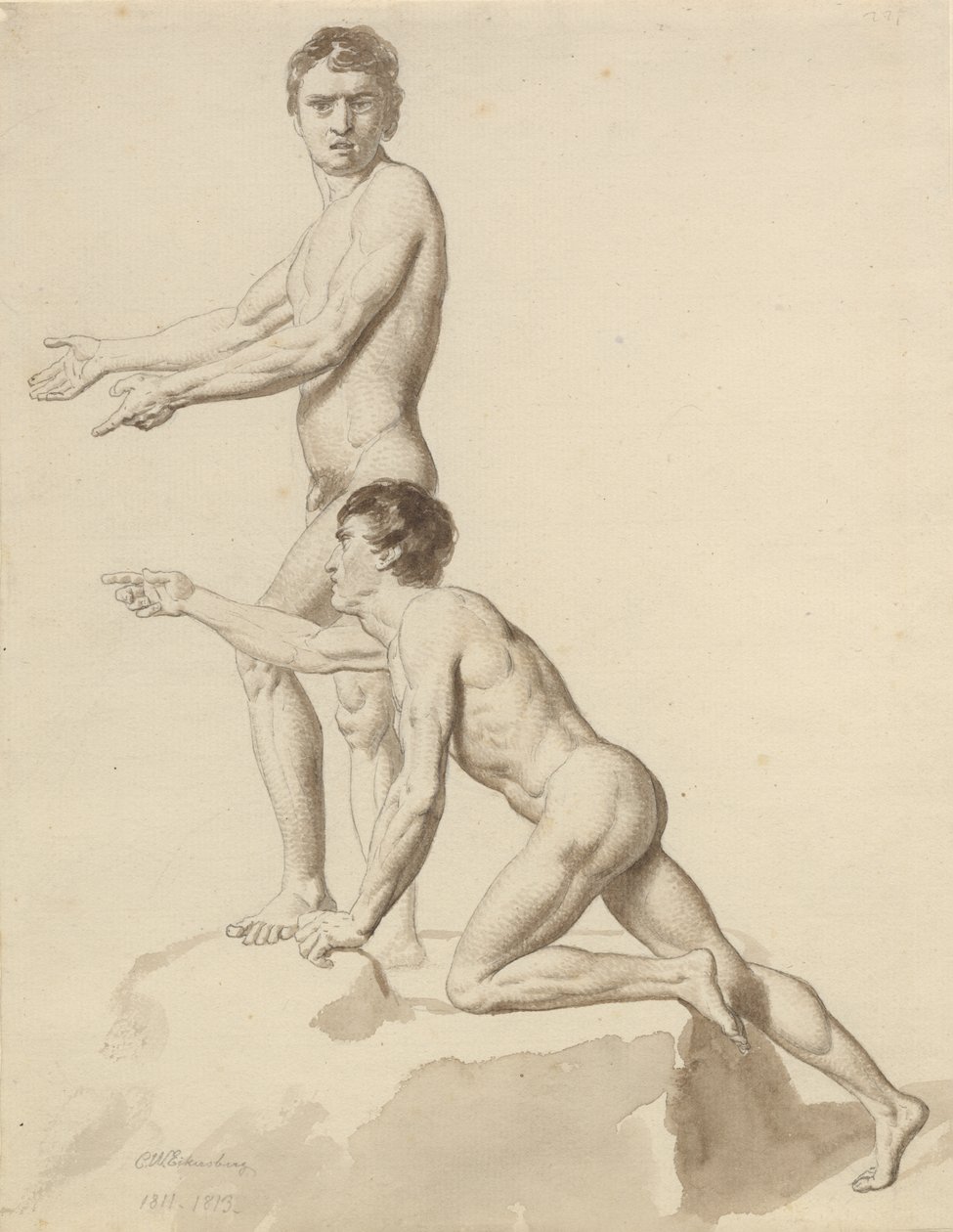 Due israeliti su un blocco di roccia da Christoffer Wilhelm Eckersberg