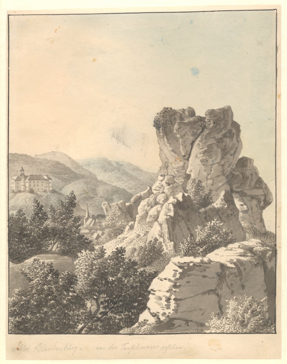 Veduta da Harzen, dalla Teufelsmauer, il castello di Blankenburg sullo sfondo da Christoffer Wilhelm Eckersberg