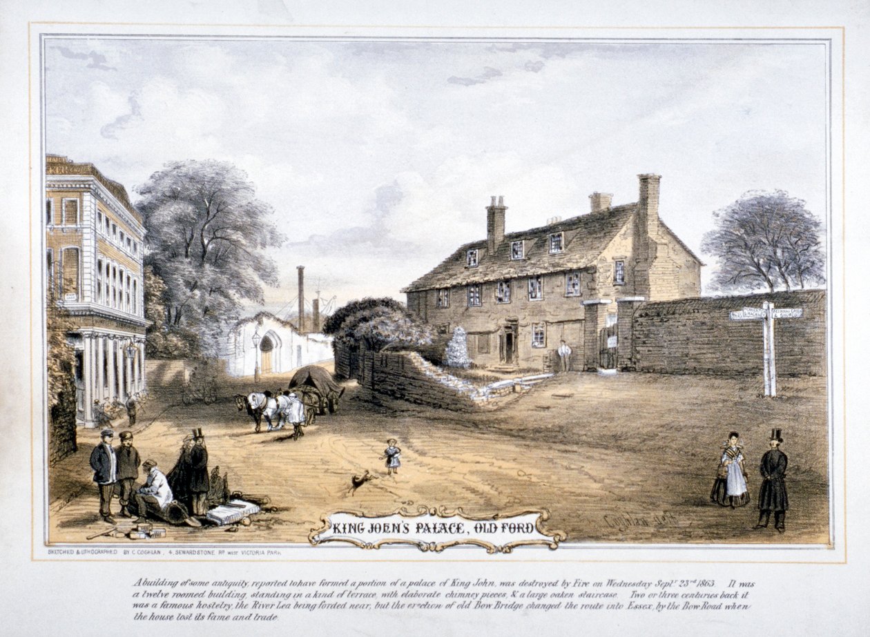 Veduta del Palazzo di Re Giovanni, Old Ford, Poplar, Londra, c. 1863 da C Coghlan