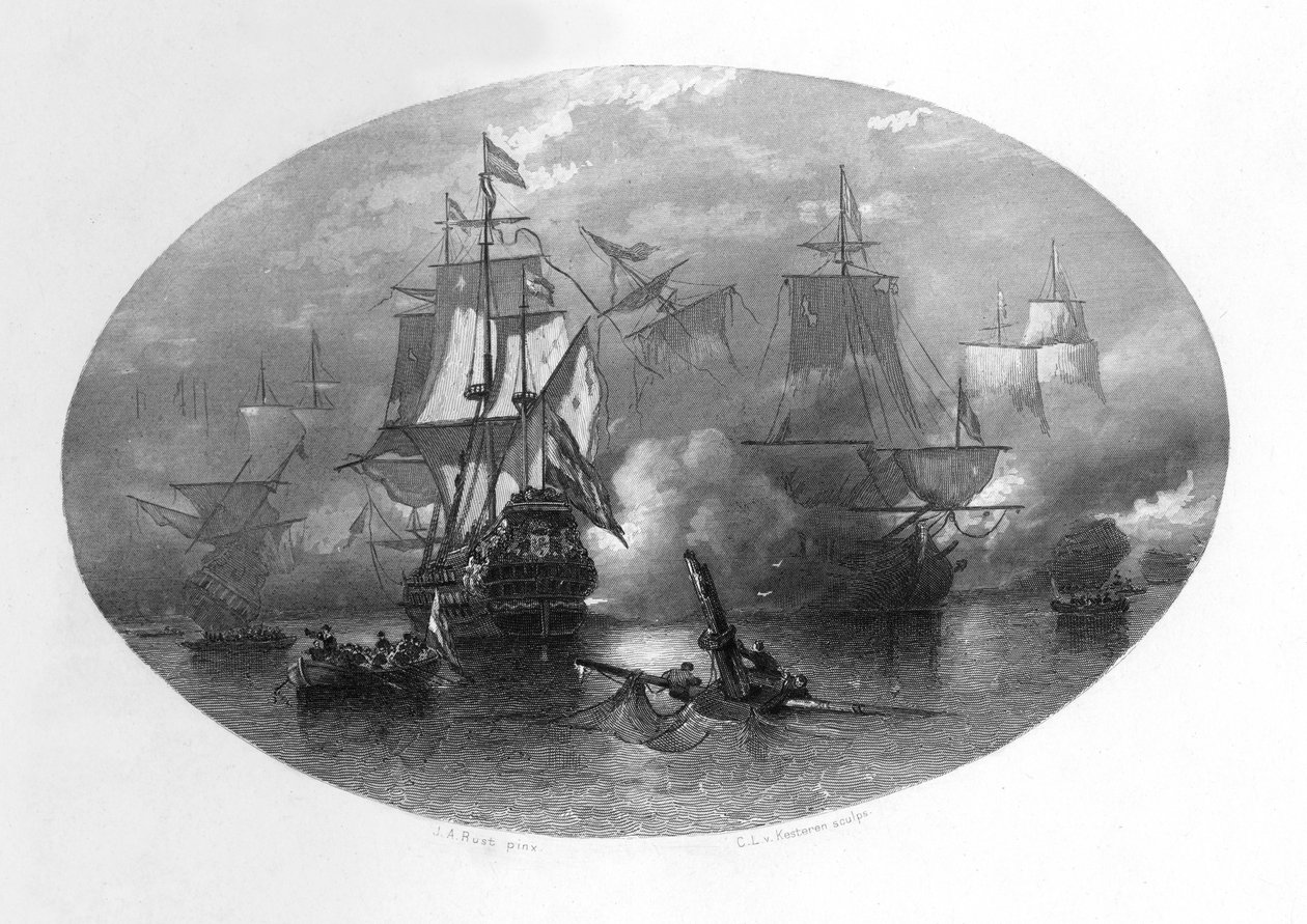 La battaglia navale di Sole Bay, 1672, c1870 da Domenico del Barbiere
