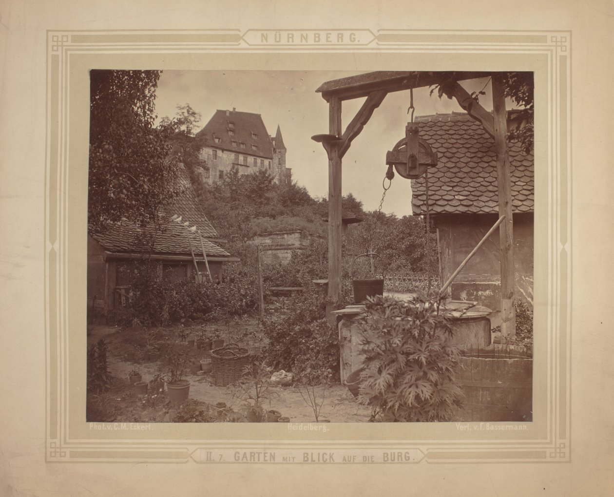 Heidelberg - Vista del castello dal giardino, c.1870 da C. M. Eckert