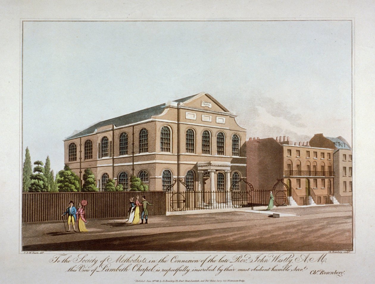 La cappella metodista a Lambeth, Londra, 1816 da C Rosenberg