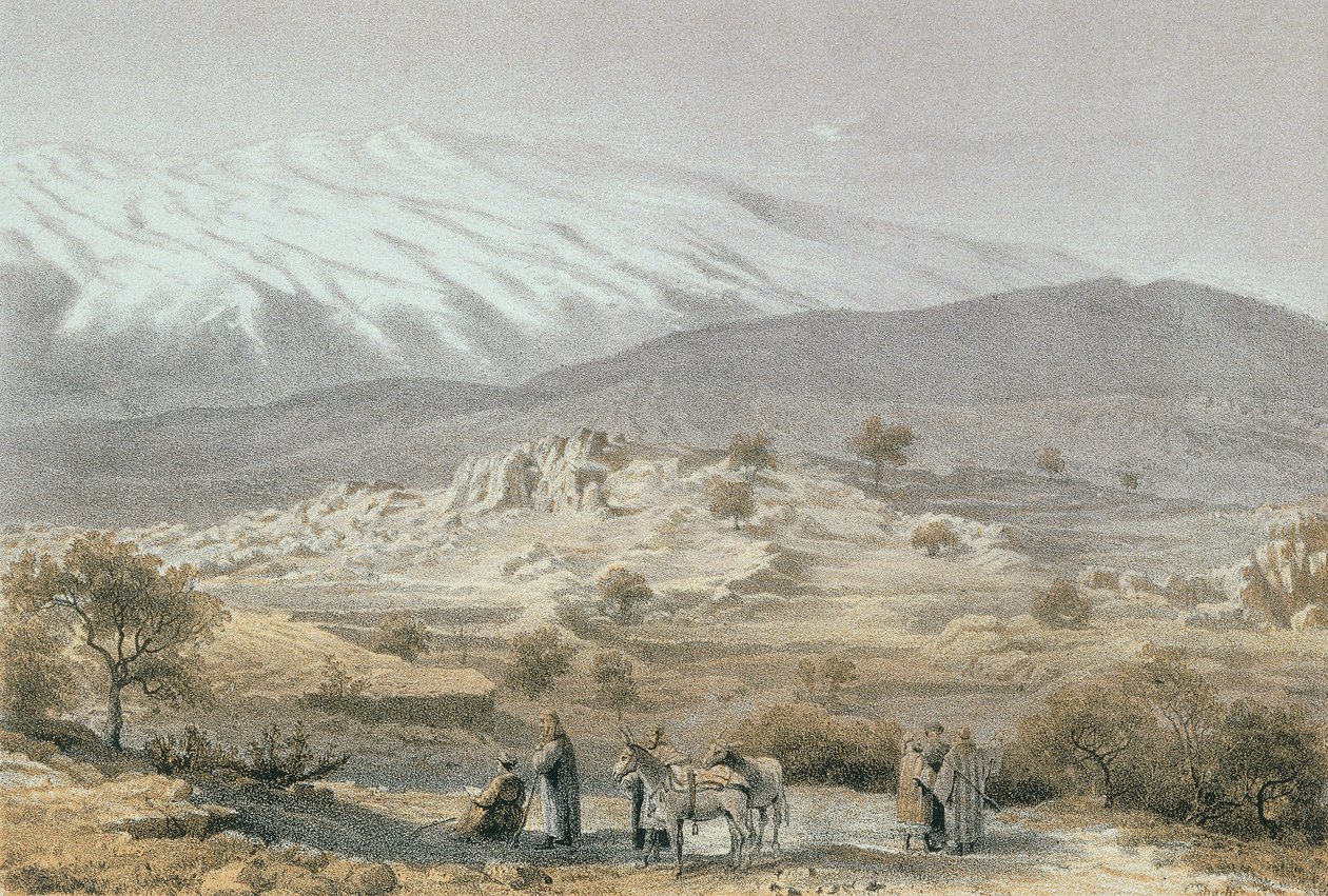 Monte Hermon. Incisione di Schacher - Steinkopk J.F. Editore da C. Schacher
