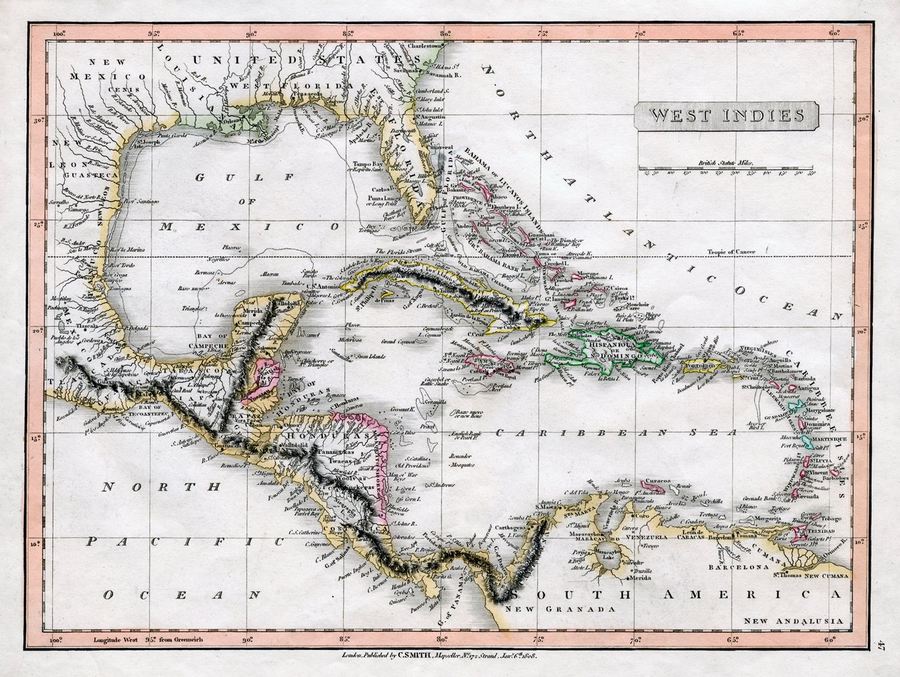 Mappa delle Indie Occidentali da C Smith