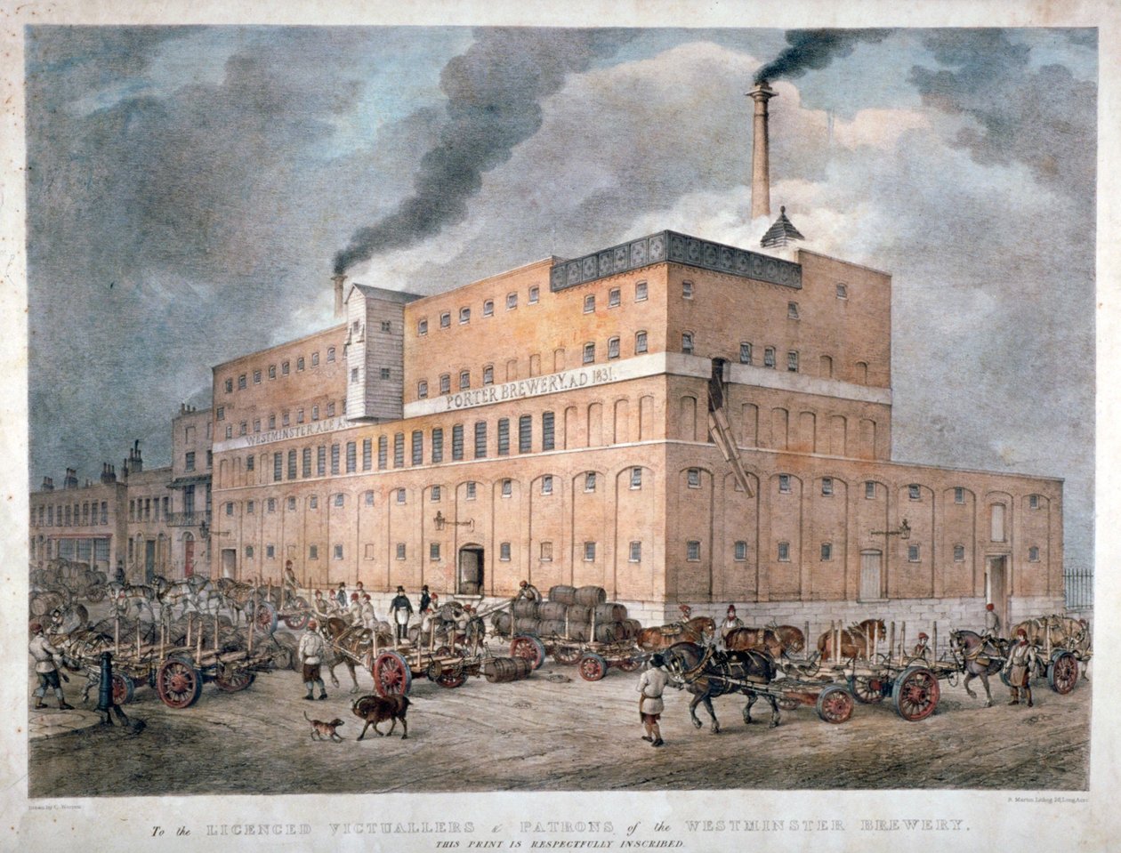 Birrificio Westminster Ale e Porter su Horseferry Road, Londra, c. 1840 da C Warren