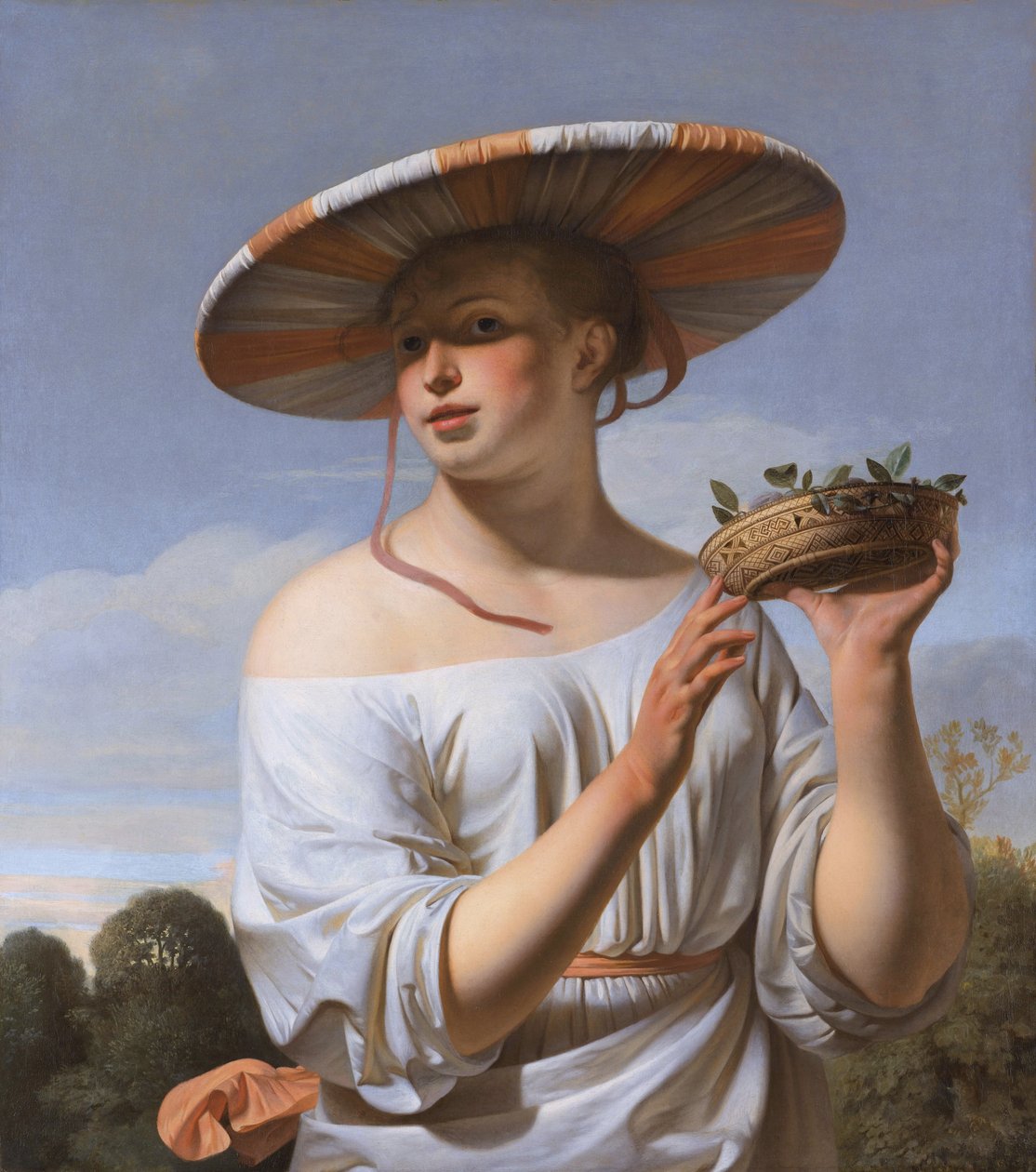 Ragazza con cappello grande da Caesar van Everdingen
