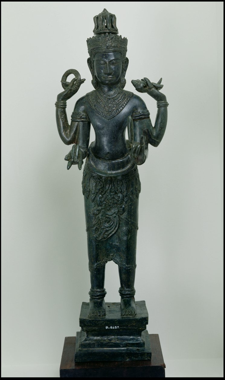 Statua di Vishnu nella sua triplice forma di Vishnu, Narayana e Vasudeva, Angkor Thom da Cambodian School