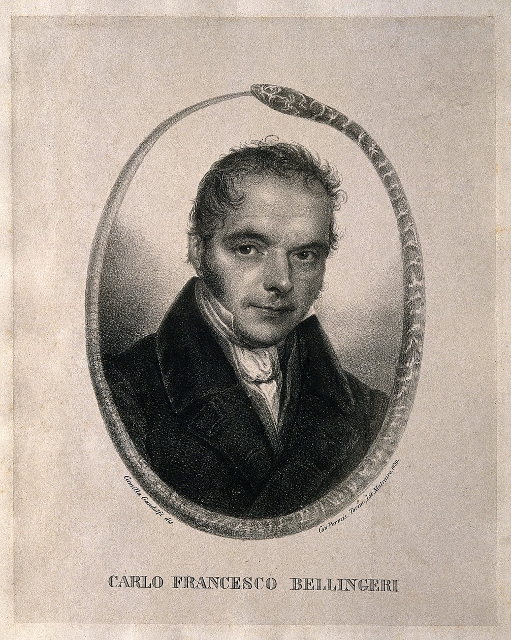 Carlo Francesco Bellingeri. Litografia da Camilla Gandolfi, 1839. Biografia in italiano da Camilla Guiscardi