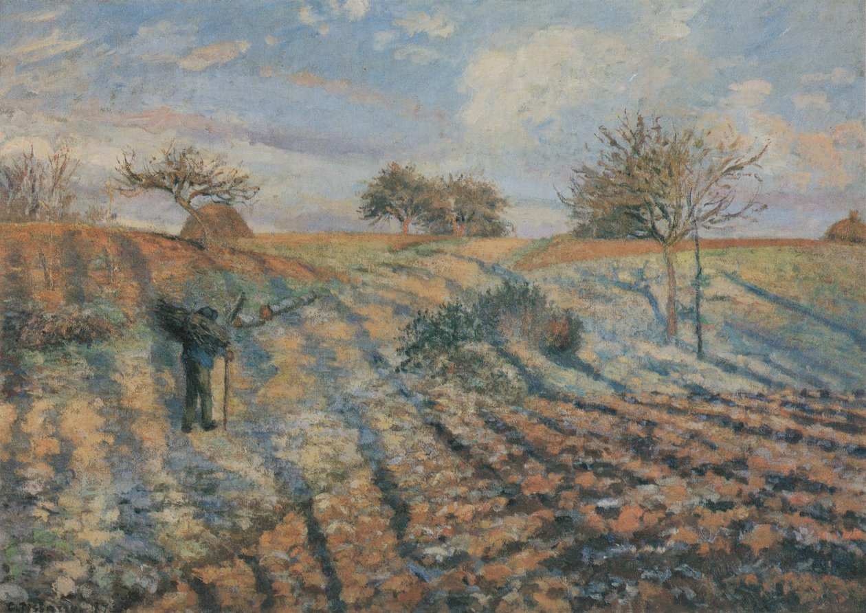 Gelo bianco, vecchia strada di Ennery, Pontoise da Camille Jacob Pissarro
