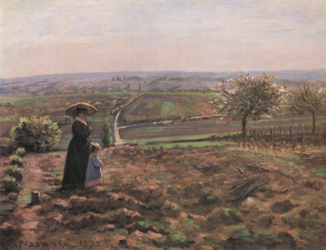 La strada di Rouen, le alture di Hautil, Pontoise da Camille Jacob Pissarro
