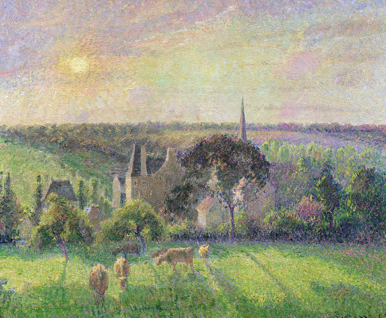 La Chiesa e la Fattoria di Eragny, 1895 da Camille Jacob Pissarro