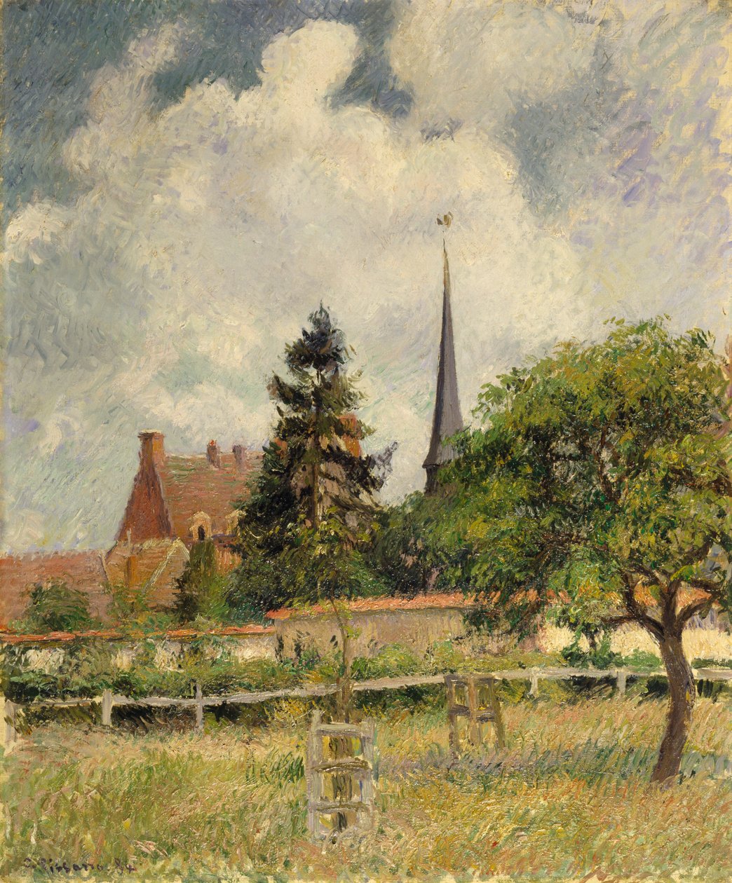 La Chiesa a Eragny da Camille Jacob Pissarro