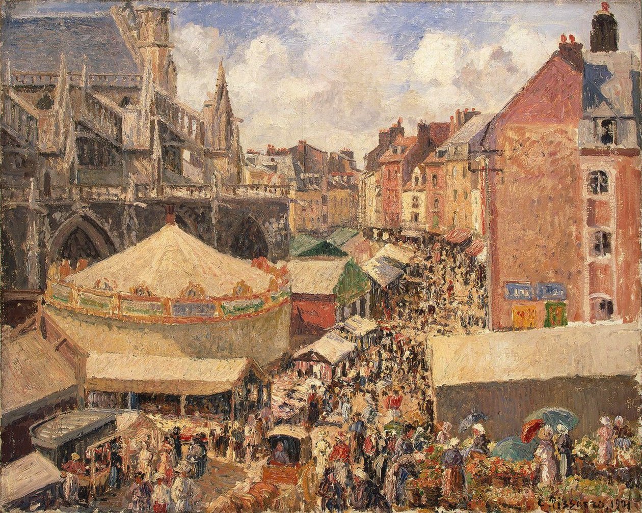 La fiera di Dieppe, mattina soleggiata, 1901 da Camille Jacob Pissarro