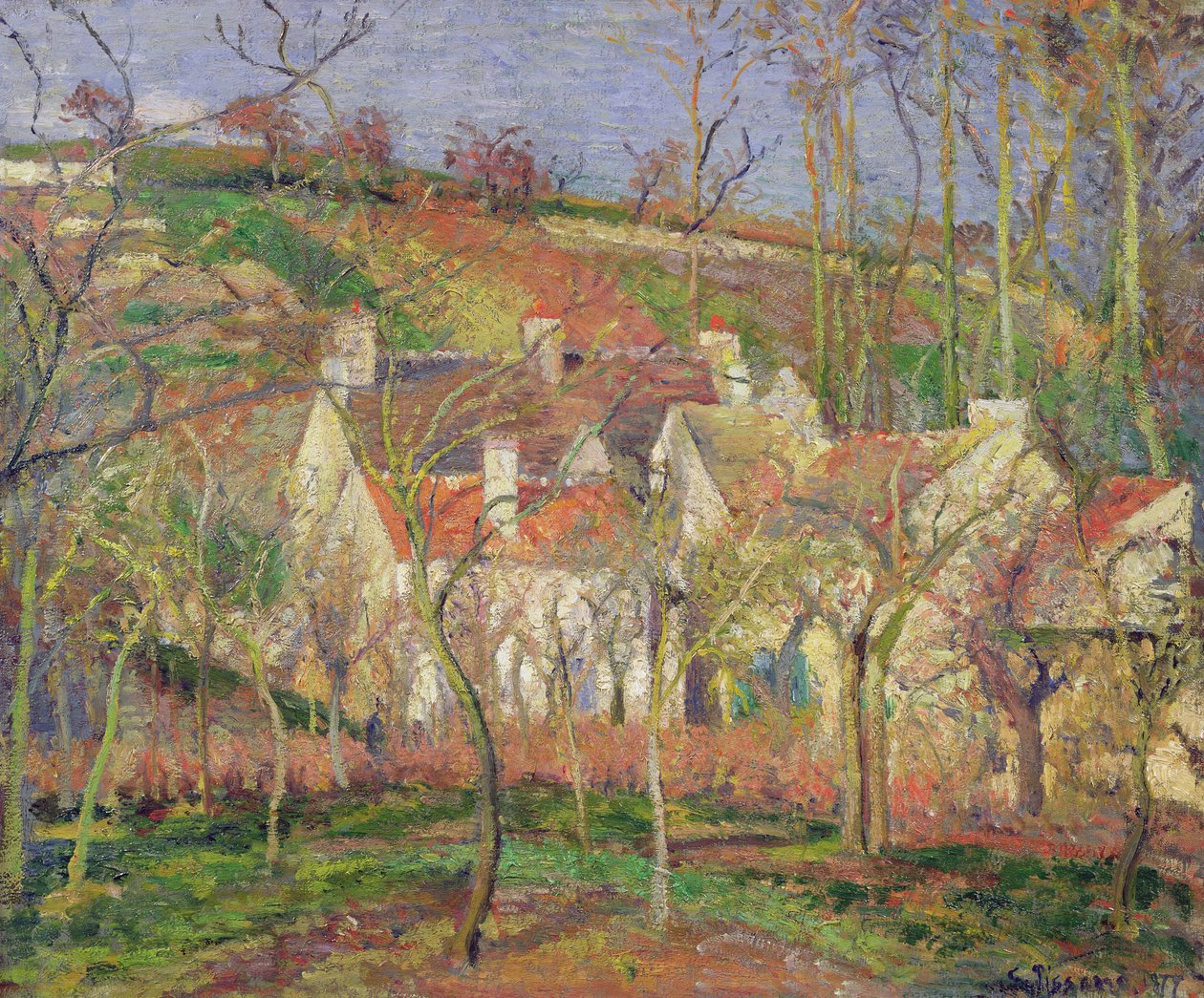 I tetti rossi, o angolo di un villaggio, inverno, 1877 da Camille Jacob Pissarro