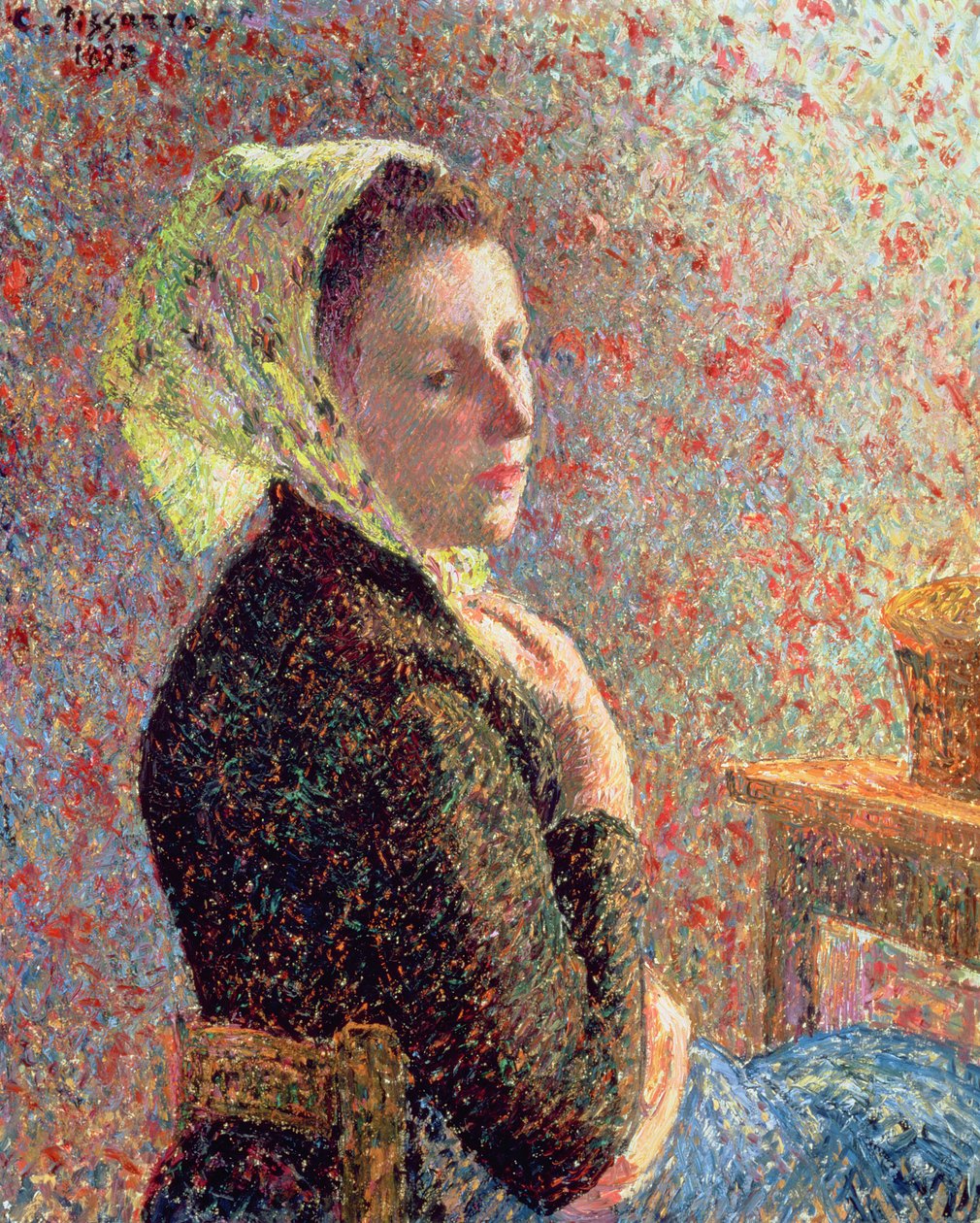 Donna con un foulard verde da Camille Jacob Pissarro