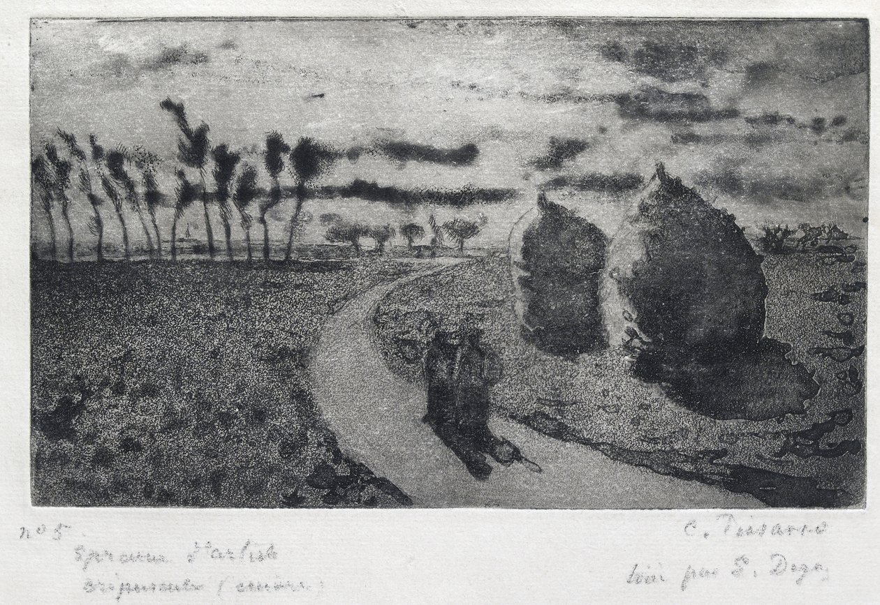 Crepuscolo (con covoni), 1879 da Camille Jacob Pissarro