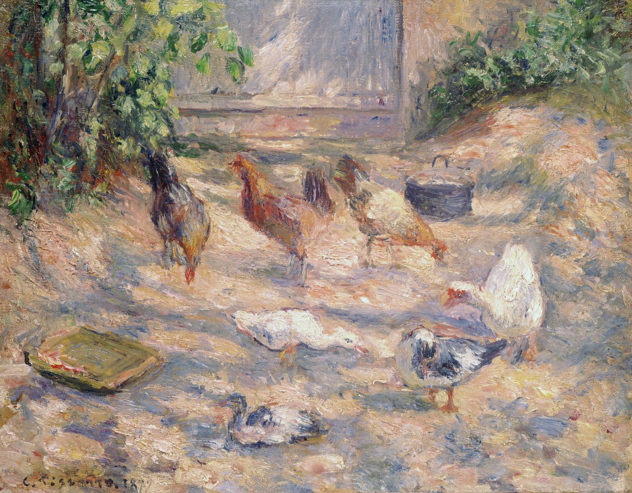 Cortile della fattoria a Pontoise, 1877 da Camille Jacob Pissarro