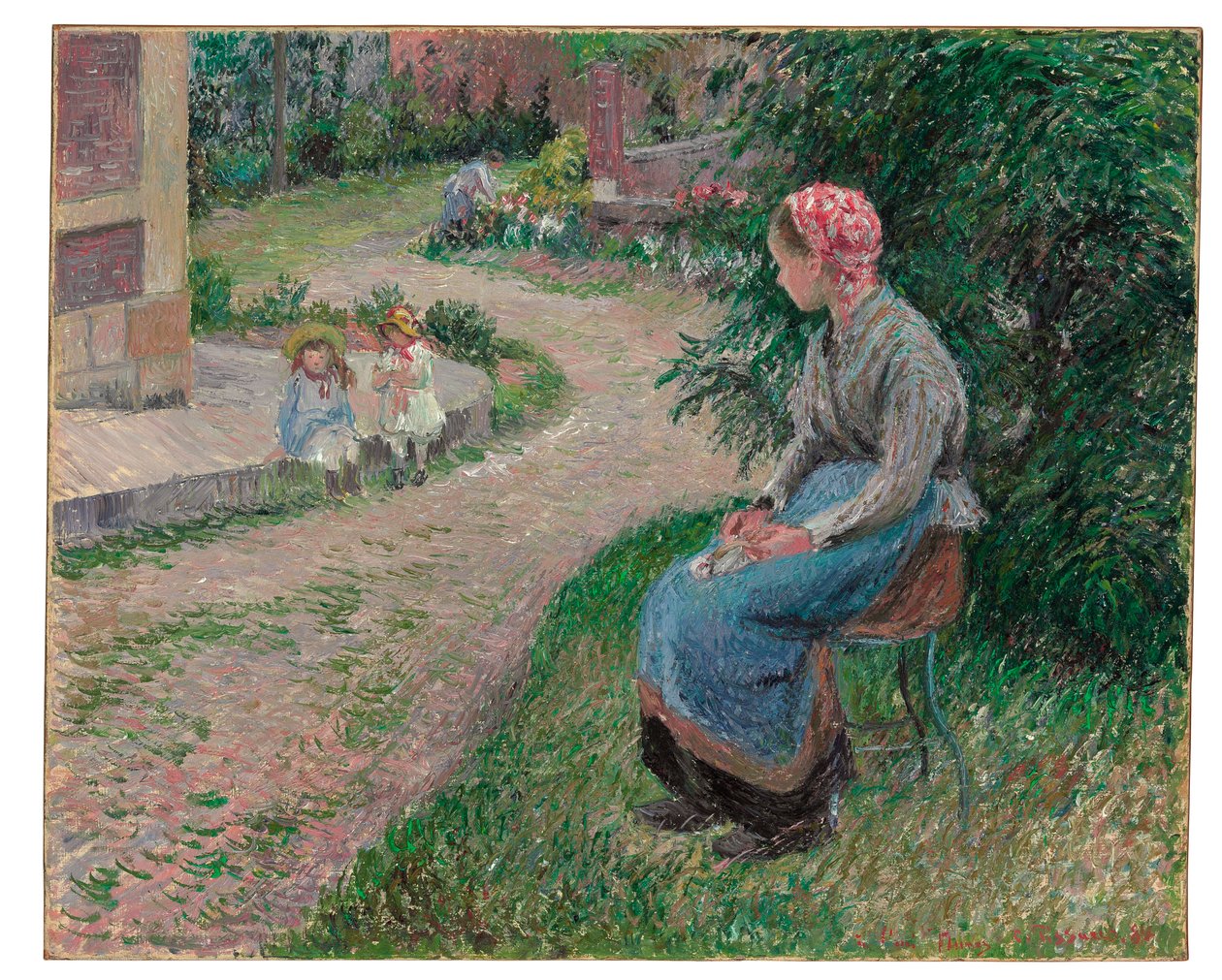Un servitore seduto nel giardino a Eragny, 1884 da Camille Jacob Pissarro