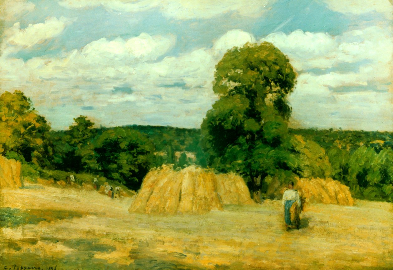 Raccolto a Montfoucault, 1876 da Camille Jacob Pissarro