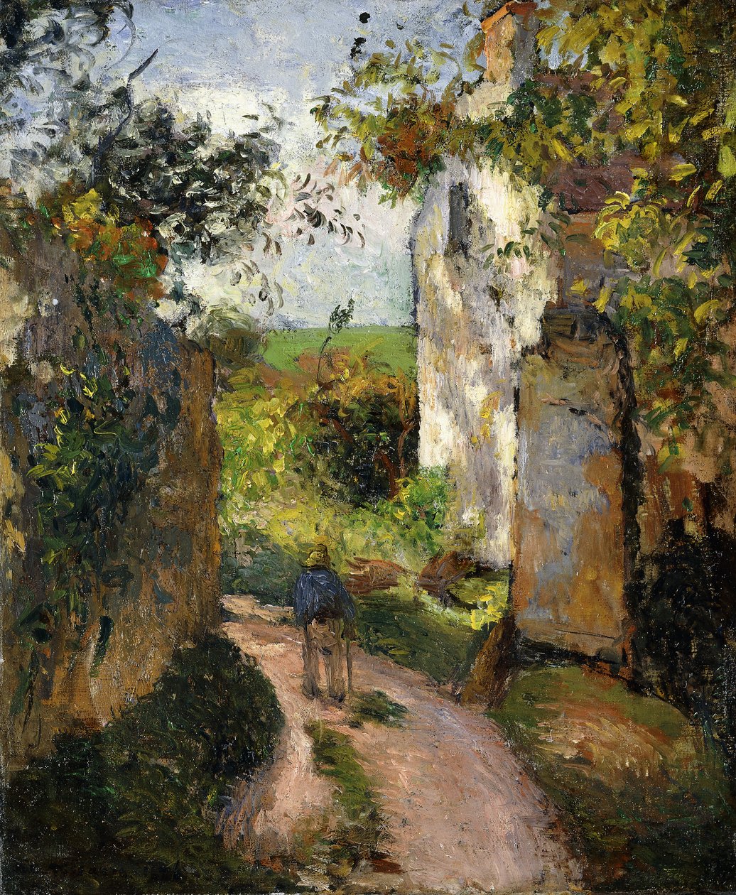 Contadino in un vicolo vicino a una casa, Pontoise da Camille Jacob Pissarro
