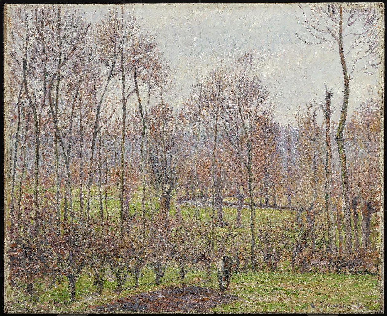 Pioppi, tempo grigio, Eragny da Camille Jacob Pissarro