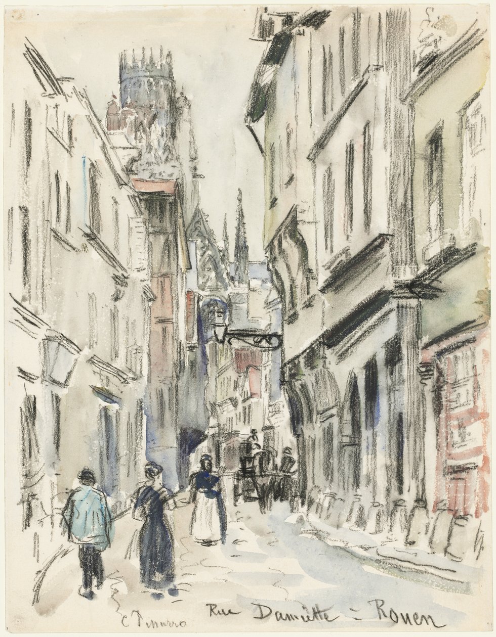 Rue Damiette, Rouen, c. 1884 da Camille Jacob Pissarro