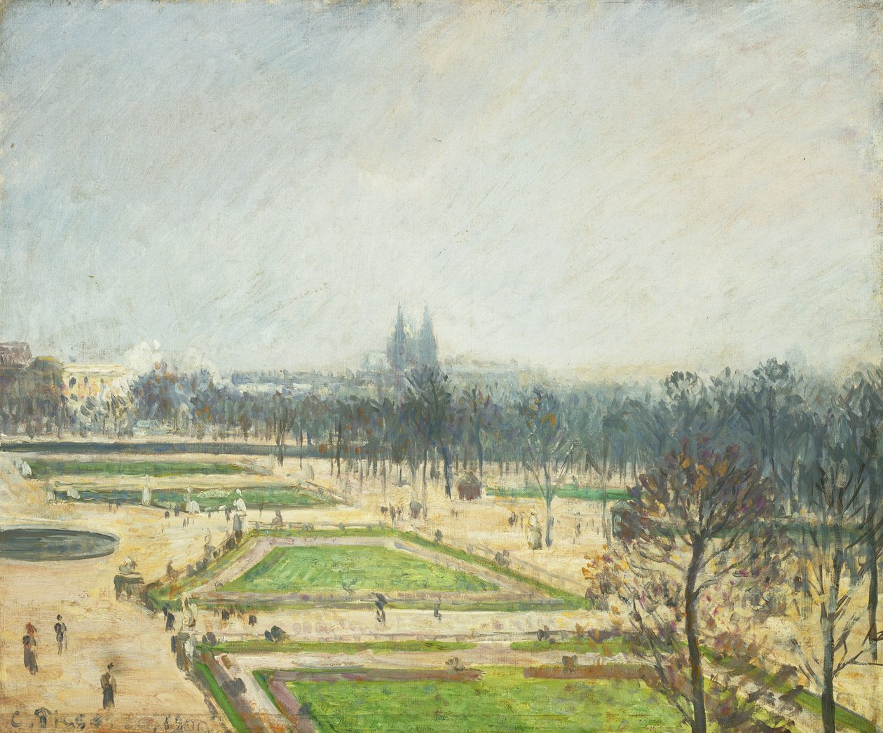 Lo stagno delle Tuileries, nebbia, 1900 da Camille Jacob Pissarro