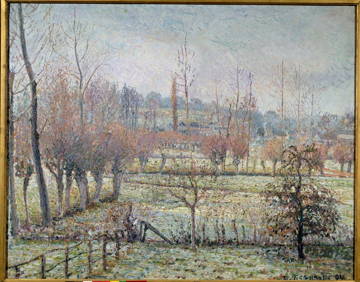 Gelo bianco, mattina o effetto neve a Eragny da Camille Jacob Pissarro